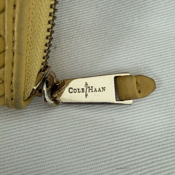 Cole Haan Continental Wallet Zip-Around Leather Weave Woven Travel Zip - Picture 11 of 12